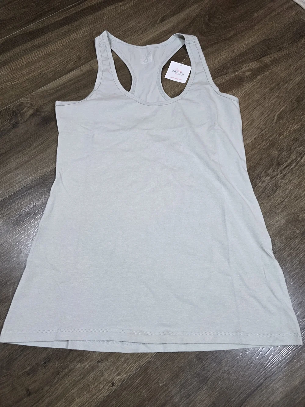 Sexy Basics Racerback Tank Top Womens XL Light Gray/creamCotton Stretch NWT